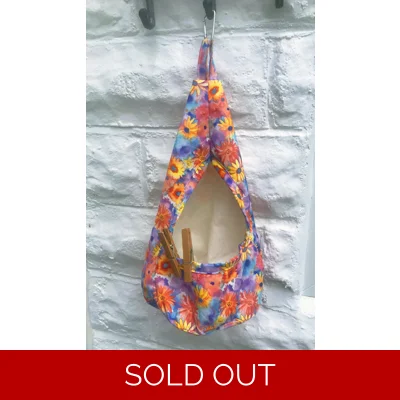 Yellow Floral Cotton Peg Bag, Lined Storage Bag for Pegs, handmade in Yorkshire